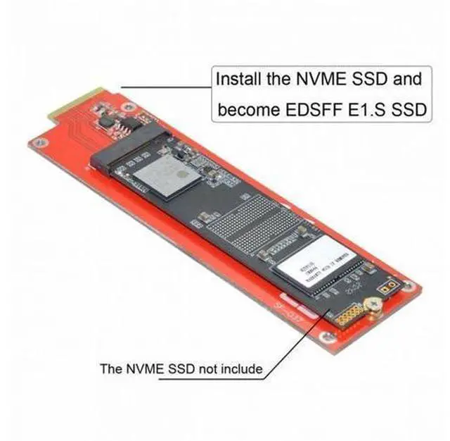 Alt view image 5 of 7 - NVMe NGFF M-key 4X Host Adapter to Ruler 1U GEN-Z EDSFF Short SSD E1.S Carrier Adapter