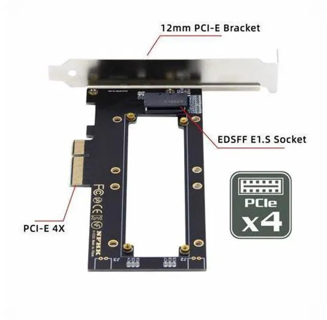 Alt view image 3 of 7 - PCI-E4.0 4X Host Adapter to NVMe Ruler 1U GEN-Z EDSFF 5.9mm 8.0mm Thickness Short SSD E1.S Carrier Adapter