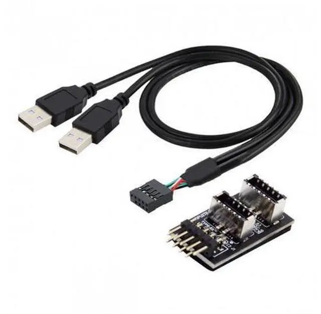 Main image of HKCY U2-128+UC-022 Dual USB 3.1 Front Panel Socket Key-A Type-E to USB 2.0 Type-A9Pin 10Pin Mainboard Header Male Cable Extension Adapter