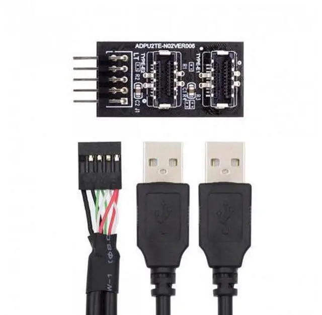 Alt view image 2 of 7 - HKCY U2-128+UC-022 Dual USB 3.1 Front Panel Socket Key-A Type-E to USB 2.0 Type-A9Pin 10Pin Mainboard Header Male Cable Extension Adapter