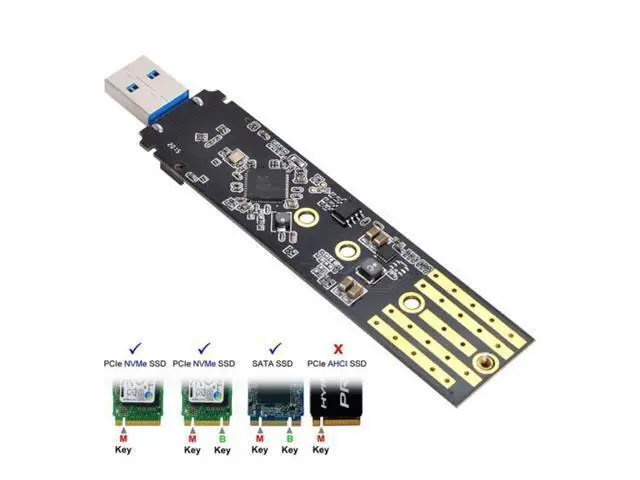 Alt view image 3 of 7 - HKCY U3-057 USB 3.0 to NVME M-key M.2 NGFF SATA SSD External PCBA Case Conveter Adapter RTL9210B Chipset