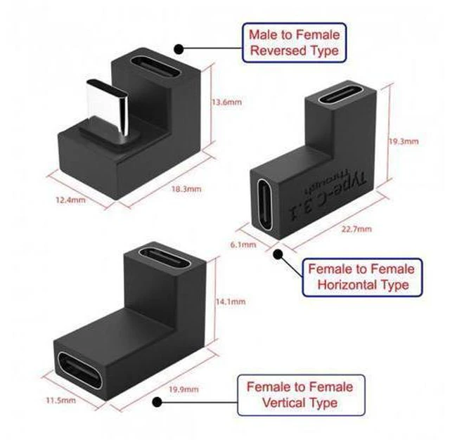Alt view image 3 of 7 - HKCY UC-077 3pcs/lot USB 3.1 Type C Male Female to USB-C Female Power Data 10Gbps Adapter for NS SwitchPhone