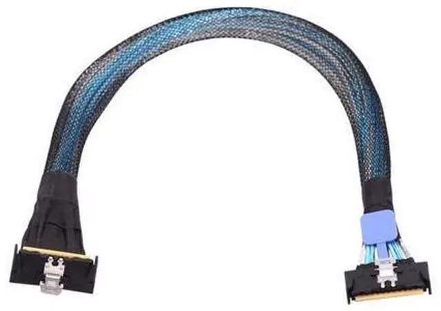 Alt view image 2 of 7 - PCI-E 5.0 Mini Cool Edge IO MCIO Angled PCI-E Slimline SAS 8i 74Pin Male to MCIO 74Pin Male Extender Cable 35cm