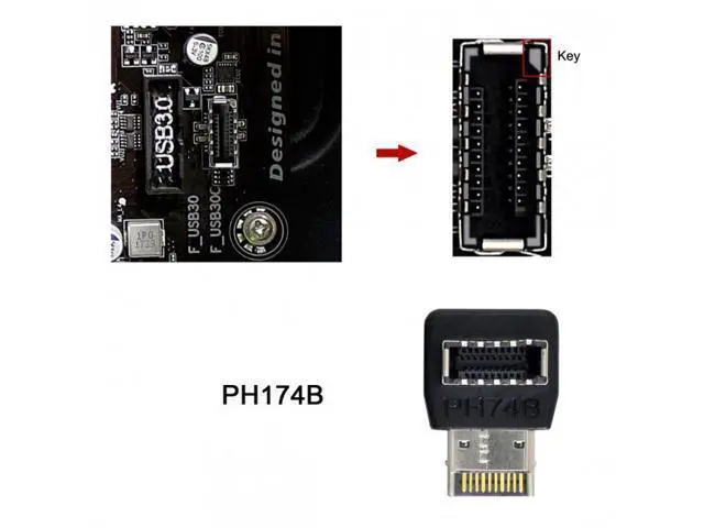 Alt view image 7 of 7 - HKCY UC-059 2pcs Overmold USB 3.1 Front Panel Header Male to Female Type-E Motherboard Extension Data Adapter