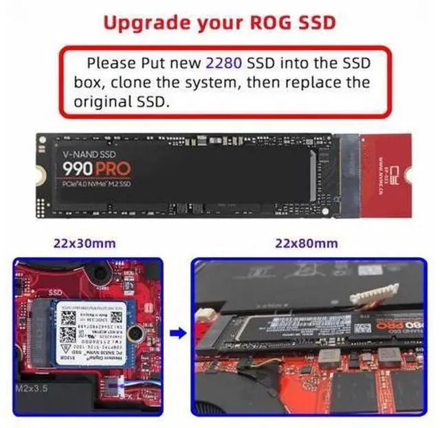 Alt view image 6 of 7 - NVME M-Key 22x30mm to 22x80mm NGFF Extension SSD Upgrade Adapter Compatible with ROG Flow X13 Gamings Laptop