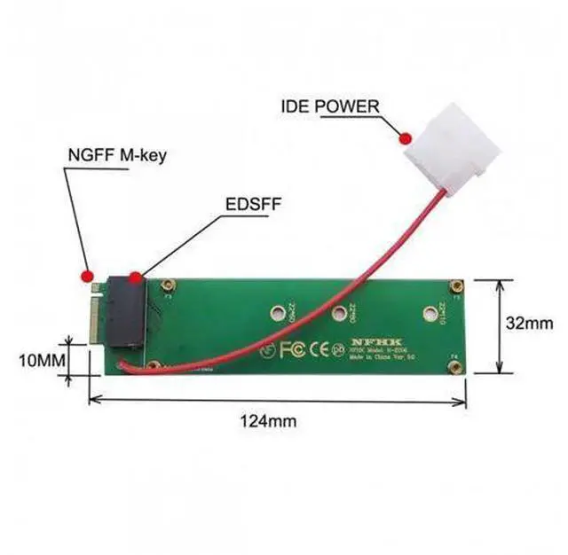 Alt view image 4 of 7 - SM Ruler 1U GEN-Z EDSFF Short SSD E1.S to NVMe NGFF M-key 4X Host Carrier Adapter with Power