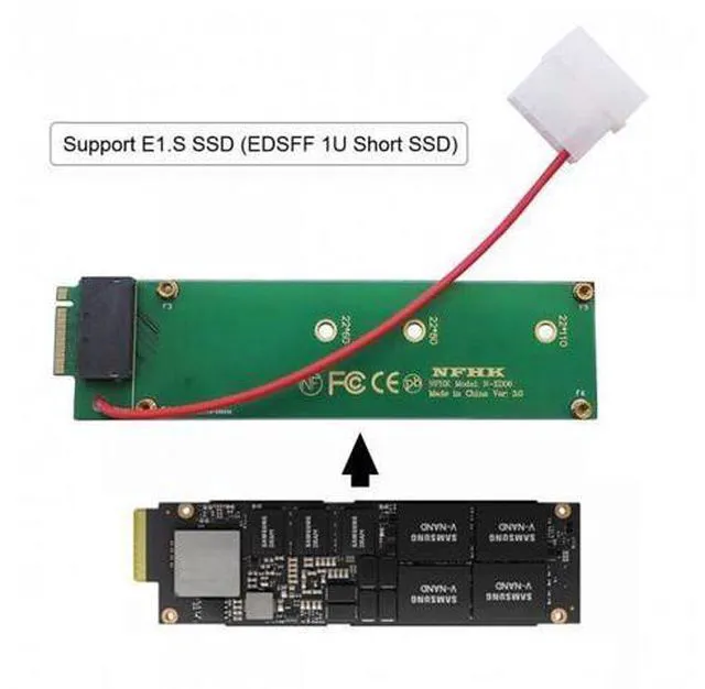 Main image of SM Ruler 1U GEN-Z EDSFF Short SSD E1.S to NVMe NGFF M-key 4X Host Carrier Adapter with Power