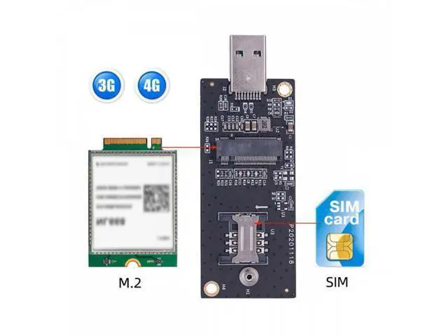 Alt view image 2 of 7 - NGFF M.2 Key-B WWAN to USB 3.0 Adapter Riser Card w SIM Slot For 3G/4G/5G LTE Wireless Module Modem Card