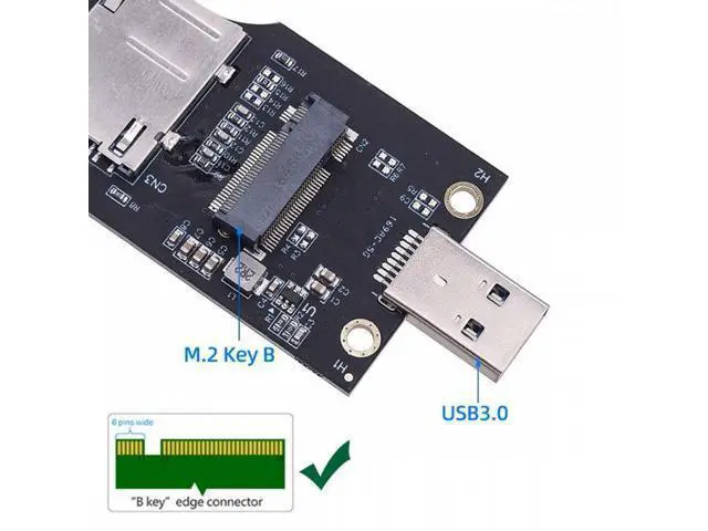 Alt view image 3 of 7 - NGFF M.2 Key-B WWAN to USB 3.0 Adapter Riser Card w SIM Slot For 3G/4G/5G LTE Wireless Module Modem Card