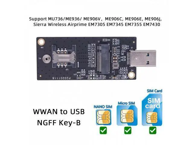 Alt view image 4 of 7 - NGFF M.2 Key-B WWAN to USB 3.0 Adapter Riser Card w SIM Slot For 3G/4G/5G LTE Wireless Module Modem Card