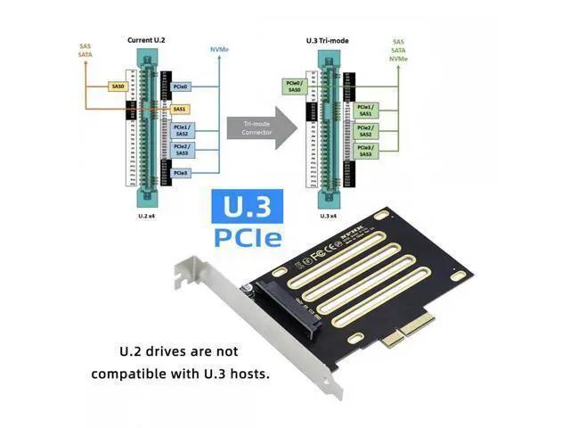Alt view image 3 of 7 - PCI-E 4.0 x4 Lane PCI Express Host to U.3 U3 Kit SFF-8639 SSD Adapter for Motherboard Compatible with PM1735 NVMe PCIe SSD