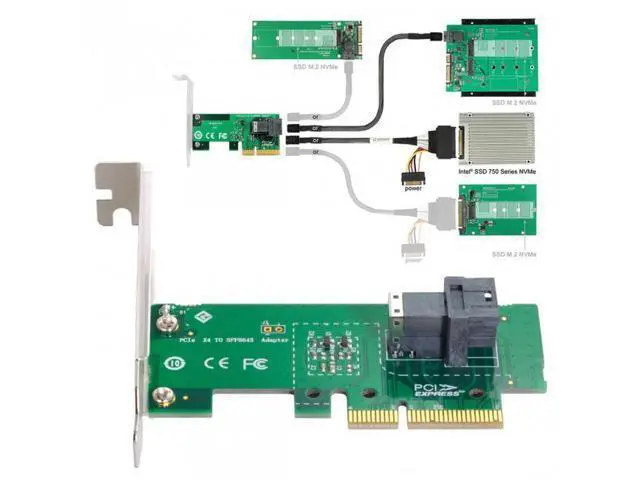 Alt view image 7 of 7 - HKCY SF-024 PCI-E 4X to U.2 U2 Kit SFF-8639 NVME PCIe SSD Adapter for Mainboard SSD 750 p3600 p3700 M.2 SFF-8643