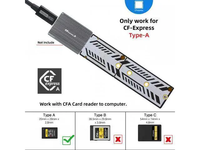 Alt view image 6 of 7 - CFexpress Type-A to NVME 2230 2240 2260 2280 Memory Card Kit Case CFE CFA NGFF M-key Adapter for Camera 8K RAW PCIe Expansion