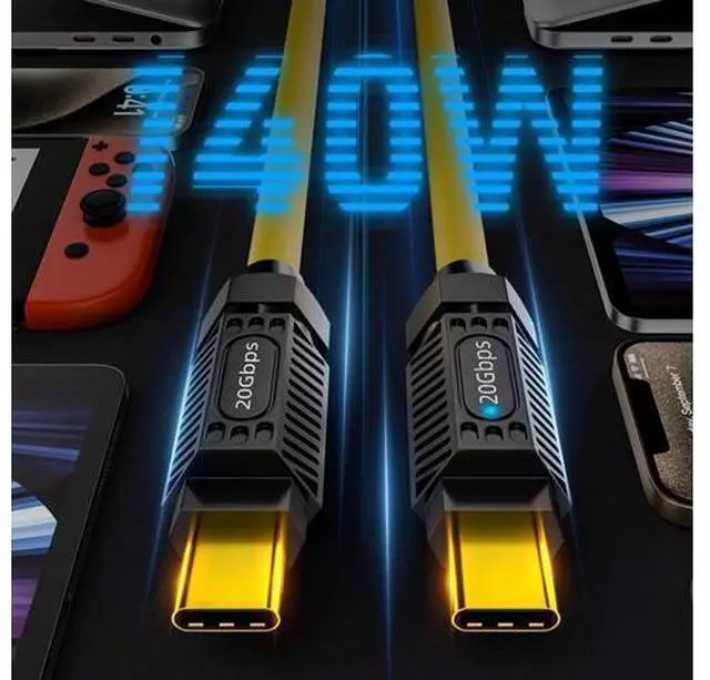 Alt view image 3 of 7 - 1.0M Ultra Soft High Flex USB-C USB4 Cable 20Gbps 140W 8K for Gaming Keyboard Mouse Type-C Male to Male Cable Power & Data