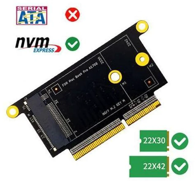 Alt view image 4 of 7 - M.2 NGFF M-Key NVME SSD Convert Card fit for Macbook Pro 2016 2017 13" A1708 A1707 A1706 SA-023
