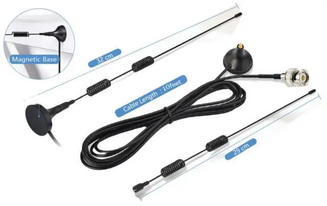 Alt view image 3 of 6 - VHF UHF Ham Radio Police Scanner Amateur Radio Mobile Radio Scanner Antenna Magnetic Base BNC Male Antenna Compatible with Uniden Bearcat Whistler Radio Shack Police Scanner Ham Radio