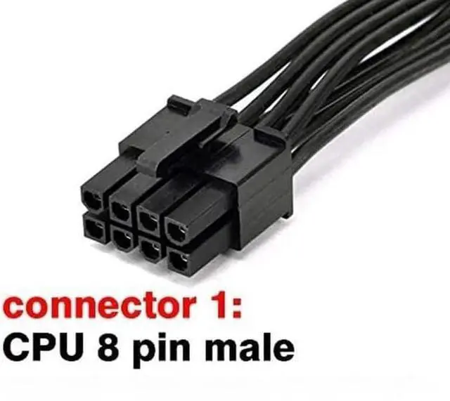 Alt view image 2 of 3 - CPU Cable for EVGA PSUs 8 Pin Male to 8 Pin (4+4 Detachable) Male EPS-12V Motherboard Power Adapter, 18AWG Sleeved 25-inch (63cm) for EVGA Modular Power Supply (Not PCIe Not for GPU)