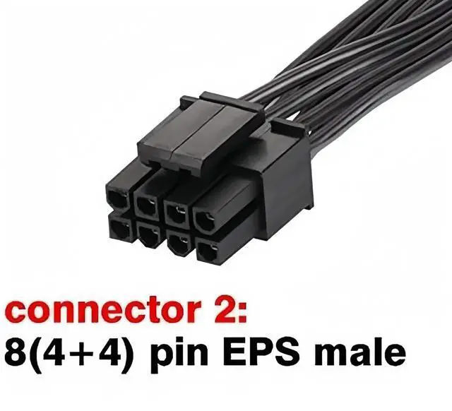 Alt view image 3 of 3 - CPU Cable for EVGA PSUs 8 Pin Male to 8 Pin (4+4 Detachable) Male EPS-12V Motherboard Power Adapter, 18AWG Sleeved 25-inch (63cm) for EVGA Modular Power Supply (Not PCIe Not for GPU)
