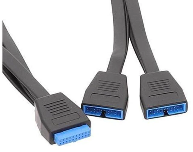 Alt view image 5 of 6 - USB 19Pin/20Pin Splitter Cable for Motherboard Expansion Cable USB3.0 19Pin 1 to 2 Splitter 20CM