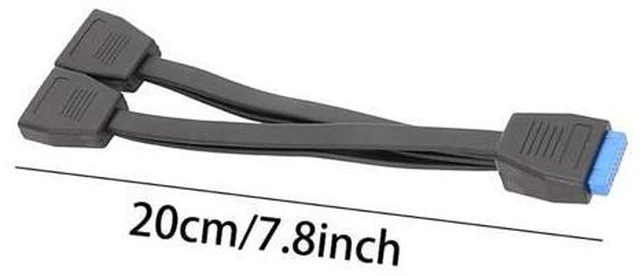 Alt view image 6 of 6 - USB 19Pin/20Pin Splitter Cable for Motherboard Expansion Cable USB3.0 19Pin 1 to 2 Splitter 20CM