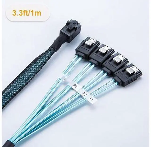 Alt view image 5 of 6 - Internal HD Mini SAS (SFF-8643 Host) - 4X SATA (Target) Cable,SFF-8643 to 4X SATA Cable, SFF-8643 for Controller, 4 Sata Connect to Hard Drive, 1M / 3.3FT