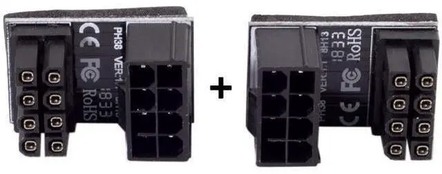 Alt view image 6 of 7 - CY ATX 8Pin Female to 8pin Male 180 Degree Angled Adapter for Desktops Graphics Card