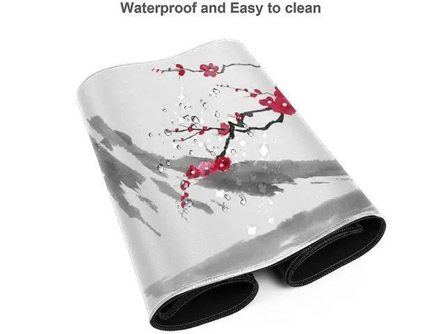 Alt view image 4 of 6 - FDASLJ Japan Sumi-E Painting Fuji Mountain Blossom Sakura Gaming Mouse Pad XL Extended Large Mouse Mat Desk Pad Stitched Edges Mousepad Long Non-Slip Rubber Base Mice Pad 31.5 X 11.8 Inch
