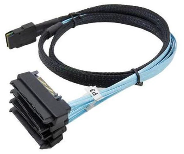 Alt view image 2 of 3 - Internal 36 Pin Mini SAS SFF-8087 Host to 4 SFF-8482 Target SAS Hard Disk and SATA Power Cable 100cm