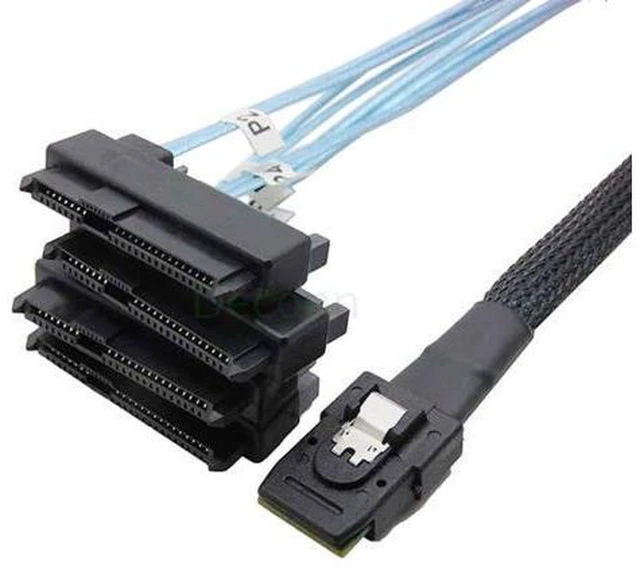 Main image of Internal 36 Pin Mini SAS SFF-8087 Host to 4 SFF-8482 Target SAS Hard Disk and SATA Power Cable 100cm