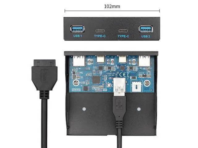Alt view image 2 of 3 - USB 3.0 HUB 4 Ports Front Panel to Motherboard 20Pin Connector Cable for 3.5" Floppy Bay & USB-C