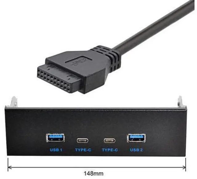Alt view image 2 of 3 - USB 3.0 HUB 4 Ports Front Panel to Motherboard 20Pin Connector Cable for 5.25" CD-ROM Bay & USB-C