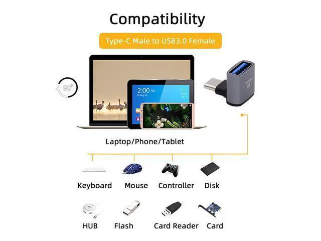 Alt view image 3 of 3 - Up Down Angled USB-C Type-C to USB 3.0 Female OTG Adapter 90 Degree for Laptop Tablet Phone