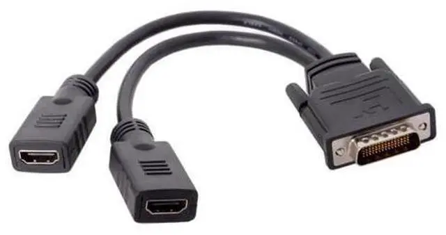 Alt view image 2 of 3 - DMS-59Pin Male to Dual HDMI 1.4 Female Splitter Extension Cable for PC Graphics Card