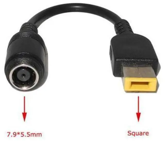 Main image of 7.9*5.5mm Round Jack to Square Plug Adapter Charger Converter Cable For Lenovo Laptop
