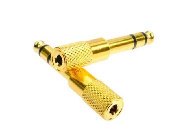 Alt view image 3 of 3 - Gold 6.3mm 1/4" Male Plug to 3.5mm 1/8" Female Jack Stereo Headphone Audio Adapter Home Connectors Adapter Microphone