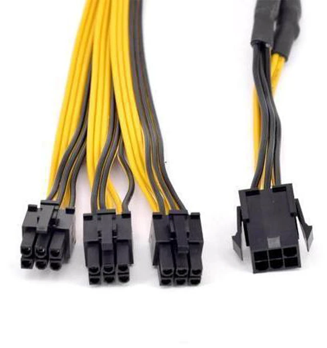 Alt view image 3 of 4 - PCIe GPU 6pin Port Multiplier PCIe Graphics card 6 Pin 1 to 3 ways Female to Male Extension Cable DIY BTC Power Supply Cord
