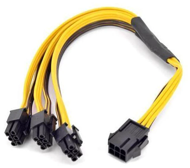 Alt view image 4 of 4 - PCIe GPU 6pin Port Multiplier PCIe Graphics card 6 Pin 1 to 3 ways Female to Male Extension Cable DIY BTC Power Supply Cord