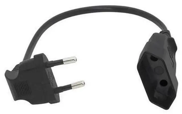 Main image of 90 Degree Male Plug To Female Socket Power Extension Cable For PC Computer PDU 0.3m EU 2Prong Bend Angled Cord Black