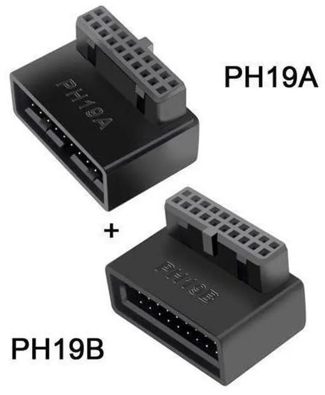 Main image of 1Set Angled Overmold Extension Adapter Up & Down USB 3.0 20pin Male to Female