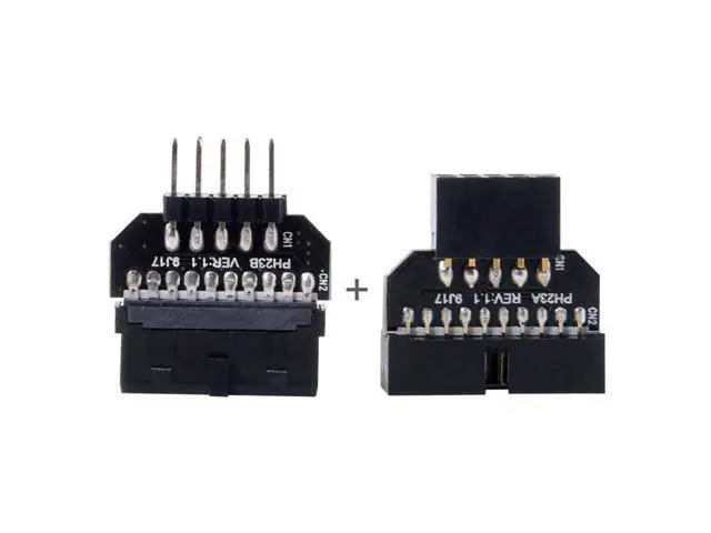 Alt view image 2 of 3 - 1set Reversible USB 2.0 9Pin Housing to Motherboard USB 3.0 20pin Header Female Adapter