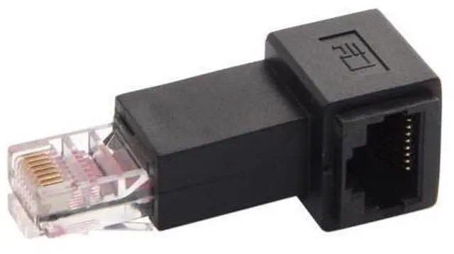 Main image of Down Angled 90 Degree 8P8C FTP STP UTP Cat 5e Male to Female Lan Ethernet Network Extension Adapter