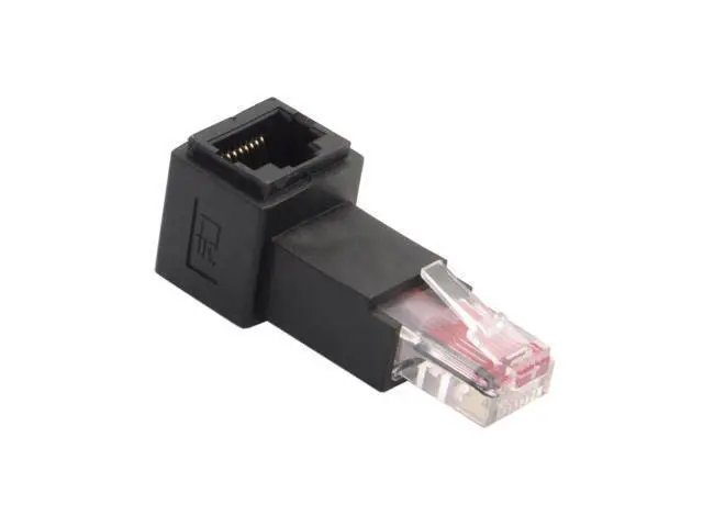 Alt view image 3 of 3 - Down Angled 90 Degree 8P8C FTP STP UTP Cat 5e Male to Female Lan Ethernet Network Extension Adapter