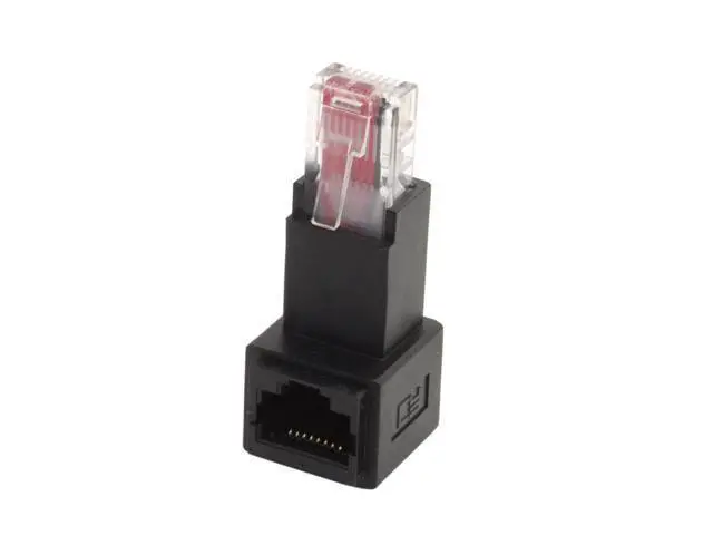 Alt view image 2 of 3 - Down Angled 90 Degree 8P8C FTP STP UTP Cat 5e Male to Female Lan Ethernet Network Extension Adapter