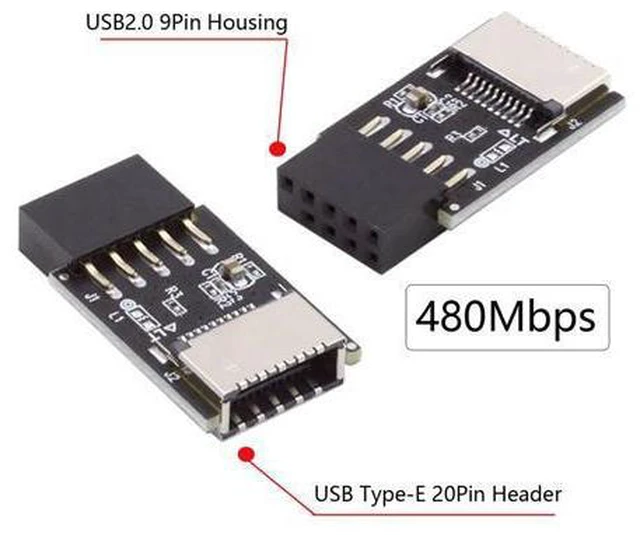 Alt view image 2 of 3 - USB 2.0 9Pin 10Pin Mainboard Header Male Extension Adapter USB 3.1 Front Panel Socket Key-A Type-E