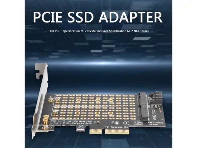 Alt view image 3 of 5 - M.2 NVME to PCIE Adapter Module Board M+B Key NGFF SSD to PCI-E 3.0 X4 SATA Expansion Card adapter add on cards Computer Acc