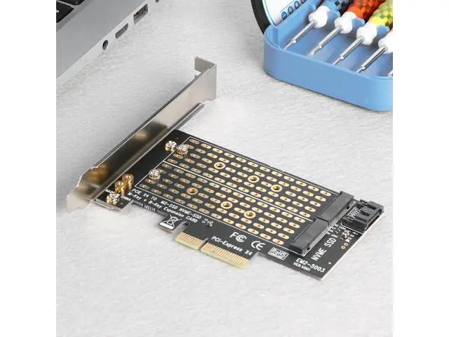 Alt view image 4 of 5 - M.2 NVME to PCIE Adapter Module Board M+B Key NGFF SSD to PCI-E 3.0 X4 SATA Expansion Card adapter add on cards Computer Acc