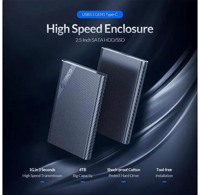 Alt view image 2 of 6 - 2.5 Inch HDD Case SATA to USB 3.0 5Gbps 4TB HDD SSD Enclosure Support UASP HD External Hard Disk Box for 7-9.5mm HDD Box
