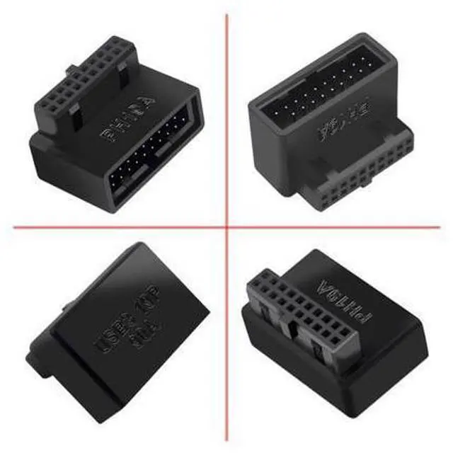 Alt view image 2 of 3 - Motherboard USB 3.0 20Pin Male to Female Extension Adapter Up & Down Angled 90 Degree Overmold 1Set/2Pcs