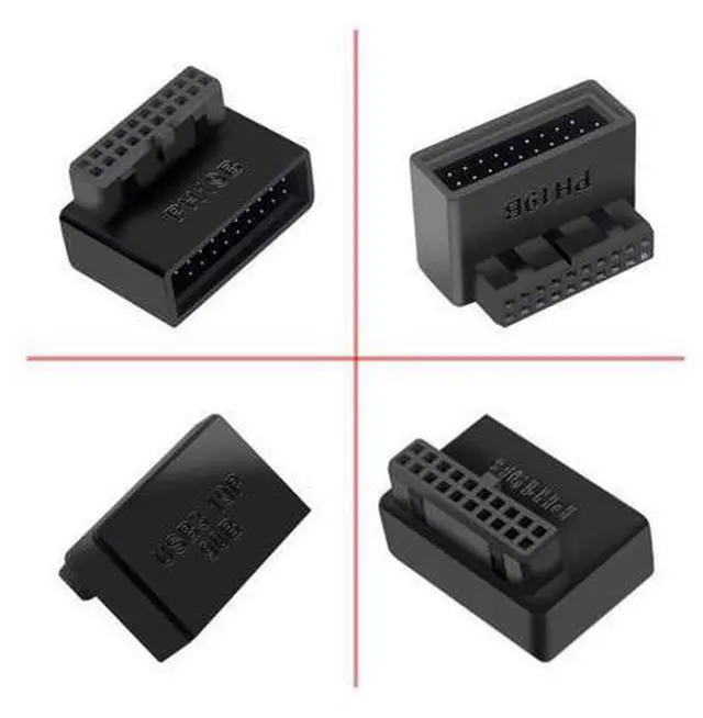 Alt view image 3 of 3 - Motherboard USB 3.0 20Pin Male to Female Extension Adapter Up & Down Angled 90 Degree Overmold 1Set/2Pcs