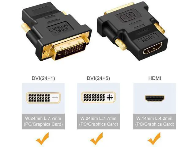 Alt view image 5 of 5 - DVI to HDMI Adapter, CableCreation 3-Pack Bi-Directional DVI-D(24+1) Male to HDMI Female Converter,HDMI to DVI Adapter,Support 1080P 3D for PS3,PS4,TV Box,Blu-ray,Projector,HDTV